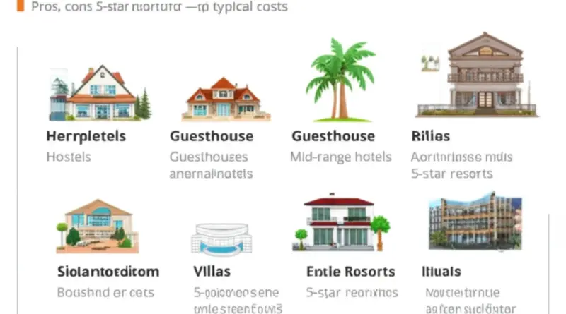 Comparing Accommodation Types: Hostels, Guesthouses, Mid-Range Hotels, Villas, and 5-Star Resorts — Pros, Cons, and Typical Costs