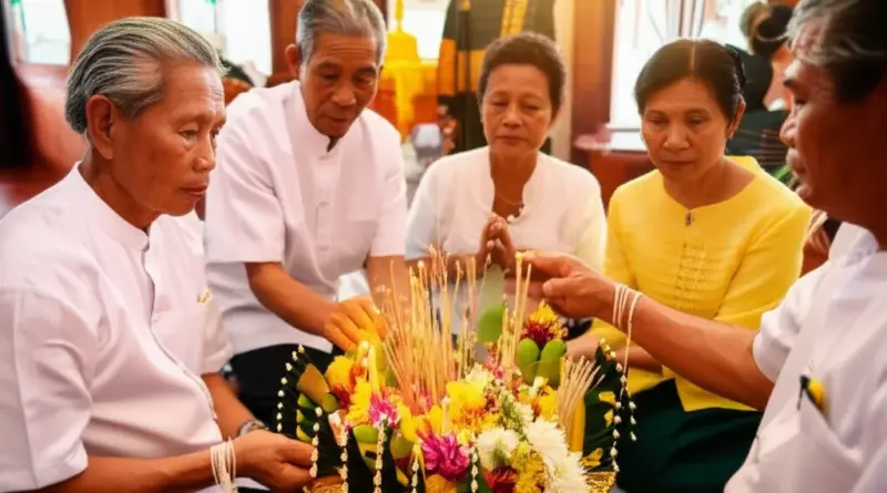 How do the main components and sequence of a traditional Isaan blessing ceremony (Baci) unfold, and what are the symbolic objects and actions?