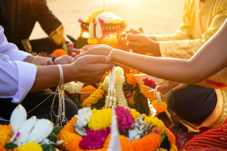 What is the cultural and spiritual meaning behind Baci-like blessings in Isaan and who participates in these ceremonies?