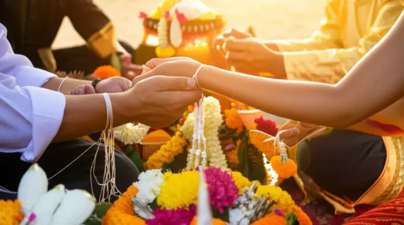 What is the cultural and spiritual meaning behind Baci-like blessings in Isaan and who participates in these ceremonies?