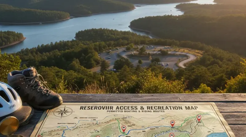How to get there and where to ride — access points, parking, lots, and permitted routes along the reservoir