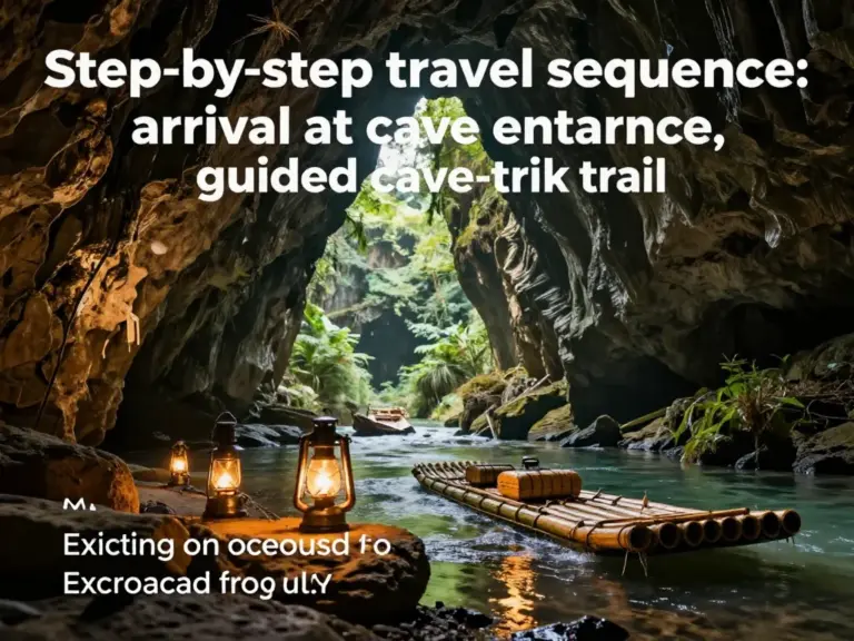 Step-by-step itinerary: arrival, cave trek route, lantern experience, and bamboo-raft exit