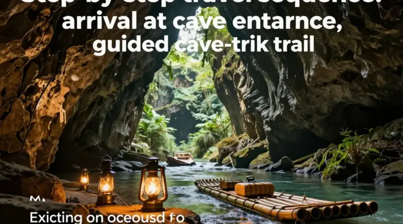 Step-by-step itinerary: arrival, cave trek route, lantern experience, and bamboo-raft exit