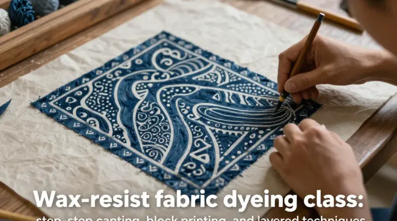 What wax-resist techniques taught in the class — step-by-step methods (canting, block printing, layering) and beginner tips