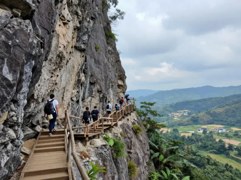 Cliff stairway hike at Wat Phu Tok Bueng Kan for stunning views