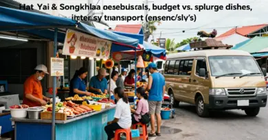 Day 3: Food Crawl and Practical Travel Tips — best local restaurants, seafood specialties, budget vs. splurge options, transport between Hat Yai and Songkhla, and safety/packing advice