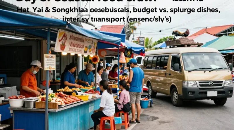 Day 3: Food Crawl and Practical Travel Tips — best local restaurants, seafood specialties, budget vs. splurge options, transport between Hat Yai and Songkhla, and safety/packing advice