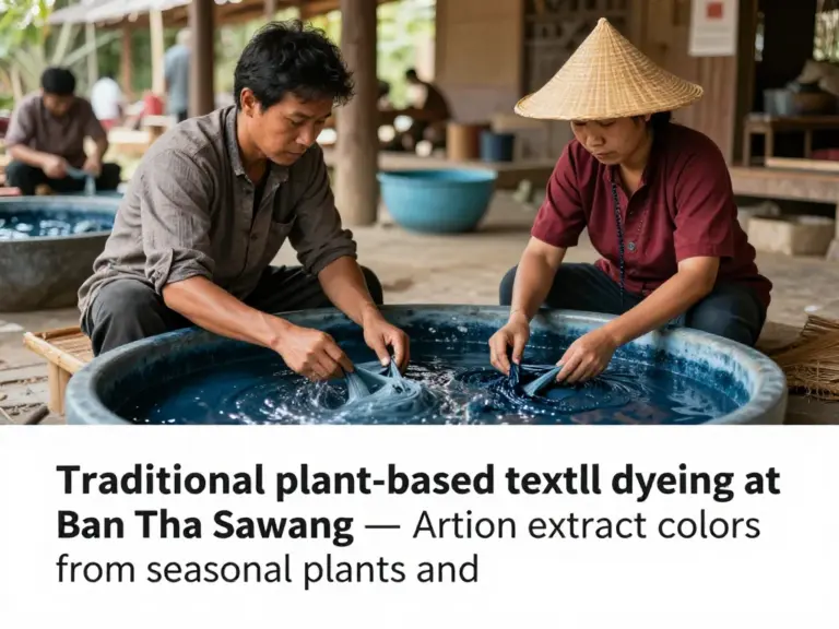How natural dyeing works at Ban Tha Sawang: plant-based dyes, color extraction, and seasonal dye sources