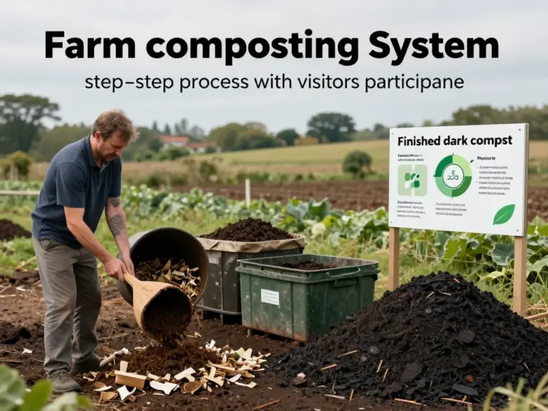 How the farm’s composting system works: step-by-step process, visitor participation, and environmental impact