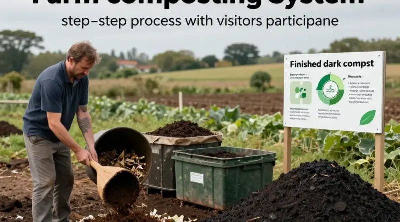 How the farm’s composting system works: step-by-step process, visitor participation, and environmental impact