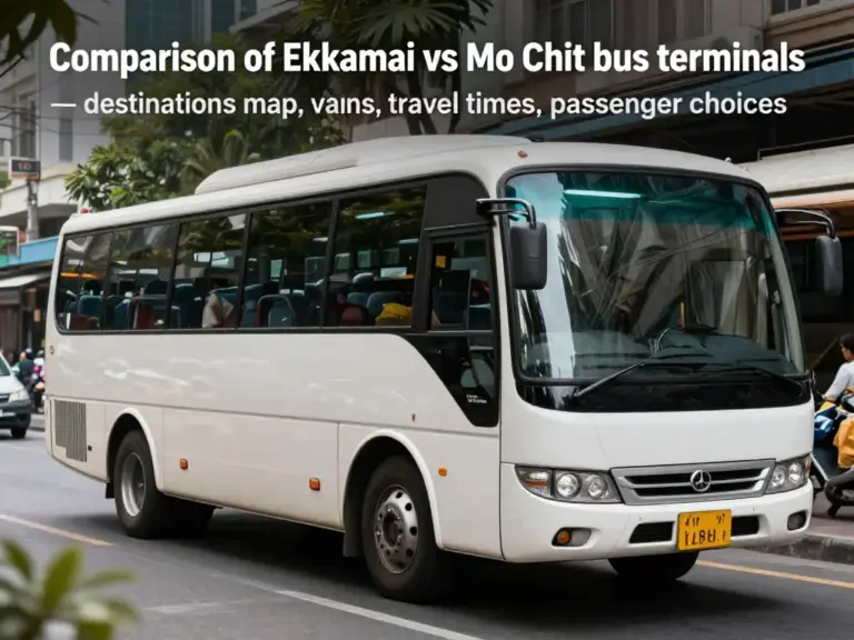 How to choose between Ekkamai and Mo Chit terminals: comparing destinations, vehicle types (vans vs buses), and travel time