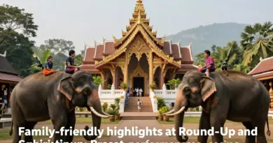 Top experiences at the Round-Up and Prasat Sikhoraphum: elephant shows, cultural performances, temple highlights, photography spots, and family-friendly activities