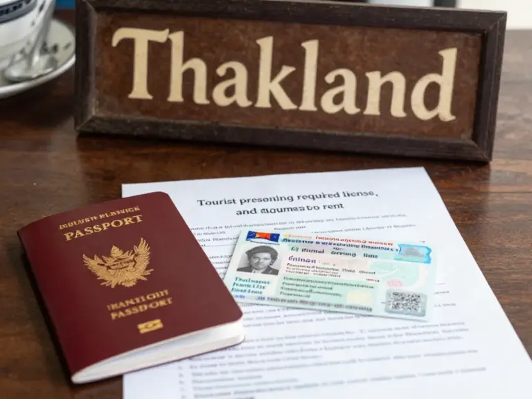 What licenses and documents are legally required (and accepted) for tourists renting a motorbike in Thailand