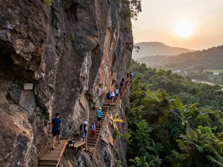 Why visitors choose Wat Phu Tok: overview of location, best times to go, and what makes the cliff stairway unique