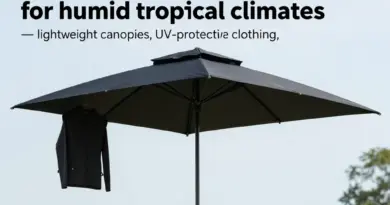 Choosing and creating effective shade solutions for humid tropical weather (portable canopies, UV clothing, sun shelters)