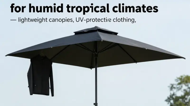 Choosing and creating effective shade solutions for humid tropical weather (portable canopies, UV clothing, sun shelters)