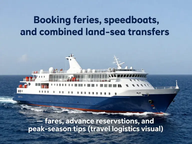 How to book ferries, speedboats, and combined land-sea transfers — fares, advance reservations, and peak-season advice